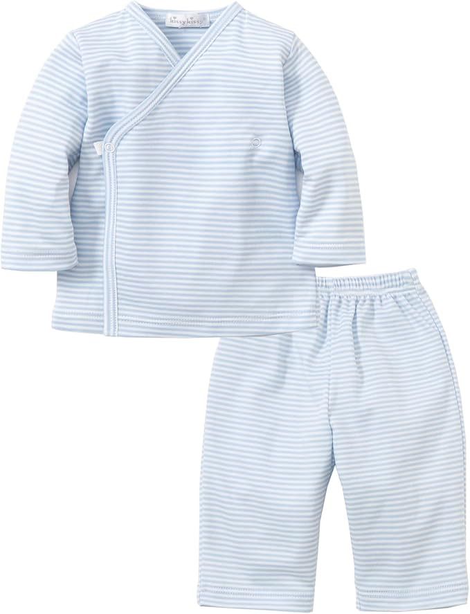 kissy kissy Baby Gender Neutral 100% Pima Cotton Simple Stripes Pant and Cross Tee Set | Amazon (US)