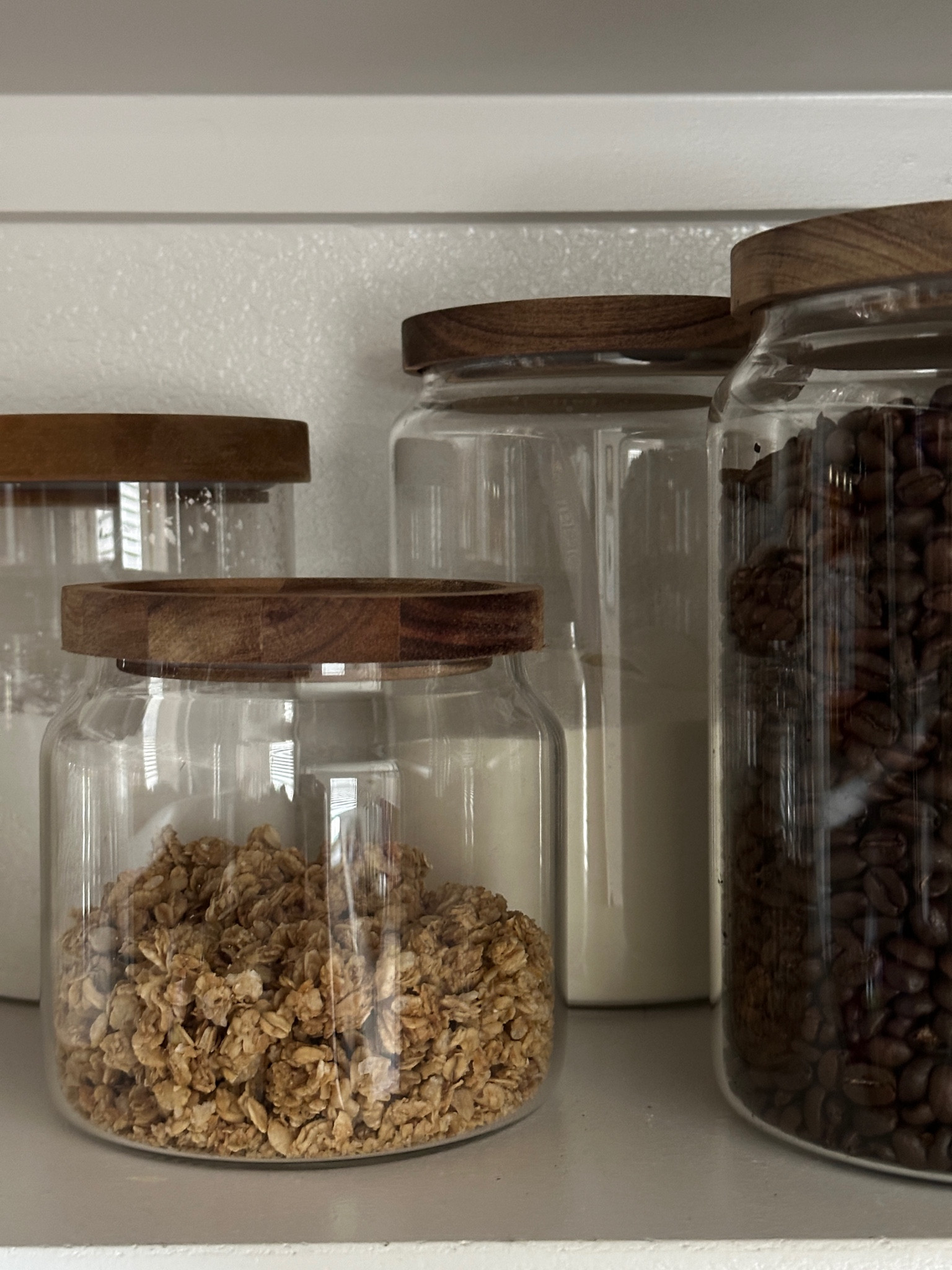 Glass pantry storage, glass storage, food storage with lids, food storage with brown lid 

#LTKHome