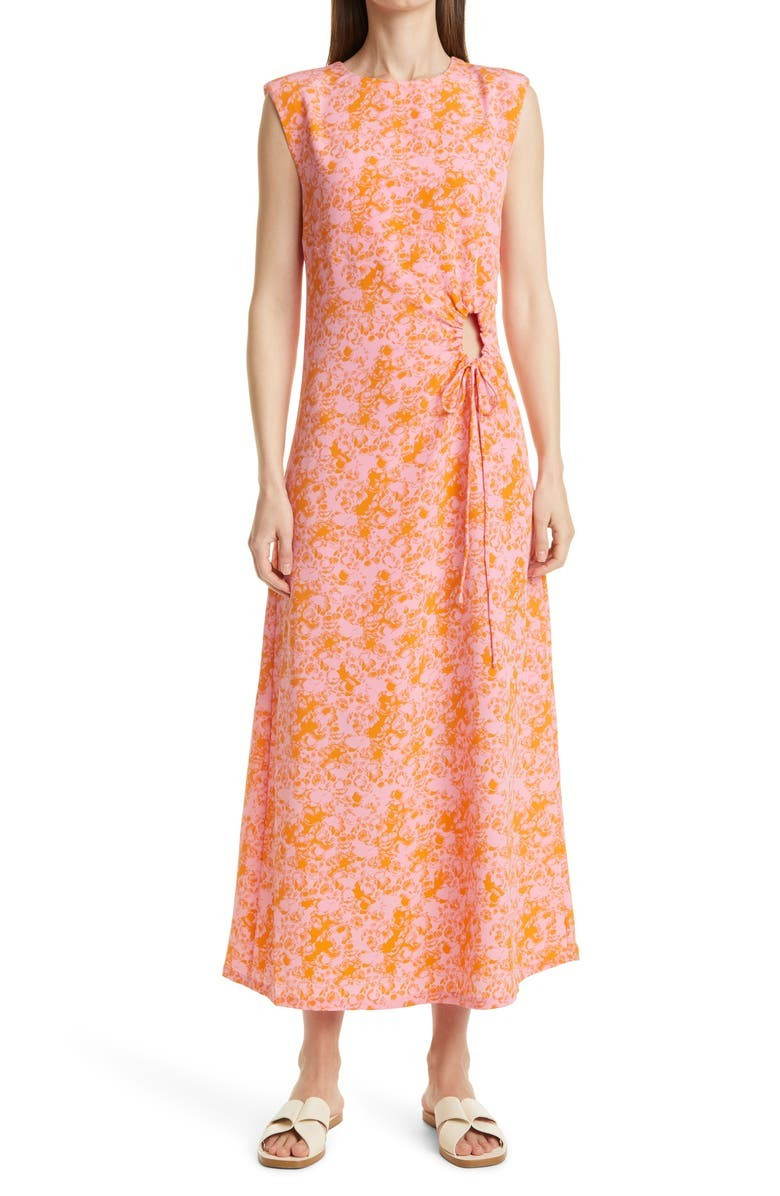 Lucja Floral Print Cutout Midi Dress | Nordstrom