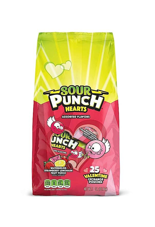Valentine's Day Sour Punch Hearts Gummy Candy Assorted Flavors, 13 Ounce Bag | Amazon (US)