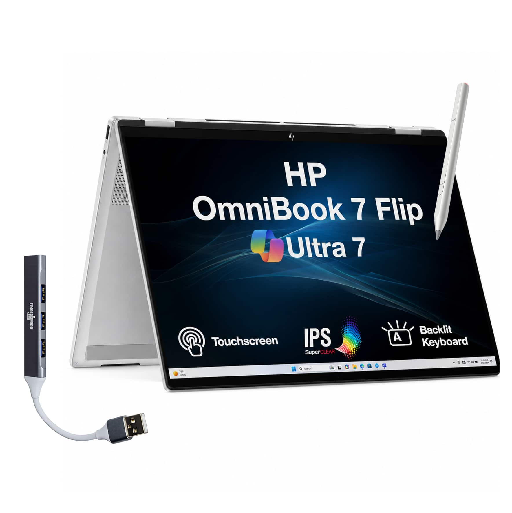 HP - Upgraded - OmniBook 7 Flip 2-in-1 Laptop 16.0 WUXGA Display (Ultra 7-258V, 32GB, 2TB SSD, Active Pen, Win 11 Pro) w/USB Hub - Silver | Best Buy U.S.