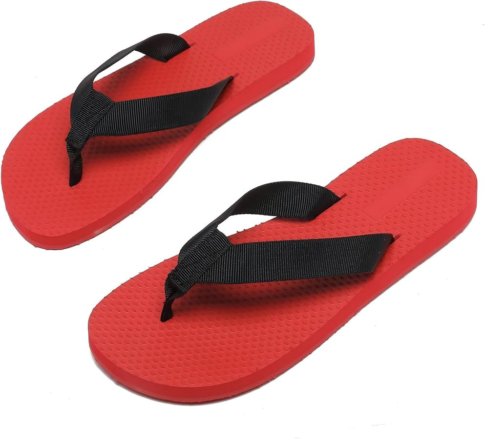 Classic Flip Flops, Red and Black, Textured Foam Sole, Beach Sandals | Amazon (UK)