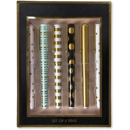 Charming Charlie Designer Ballpoint Pen Gift Set - Dry-Proof Clip Cap Window Box Package - Pack of 6 | Walmart (US)