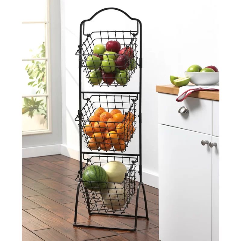 Mikasa 3 Tier Standing Market Storage Metal Basket | Wayfair North America