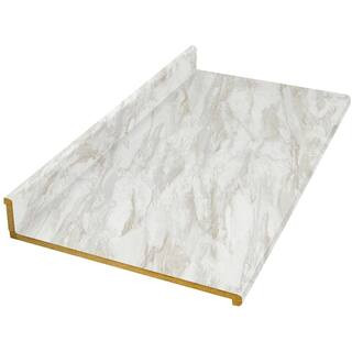Hampton Bay 6 ft. Straight Laminate Countertop in Textured Drama Marble with Eased Edge and Integ... | The Home Depot