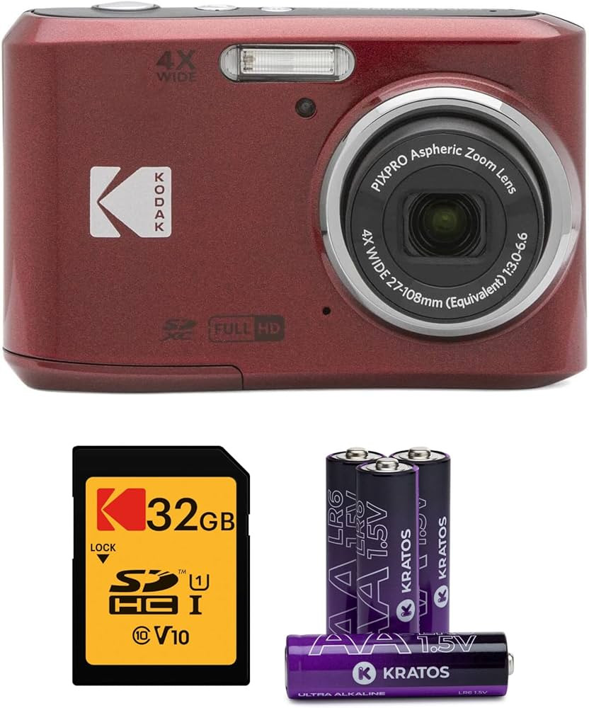 Kodak PIXPRO FZ45 Digital Camera (Red) Bundle with 32GB Class 10 UHS-I U1 SDHC Memory Card and AA... | Amazon (US)