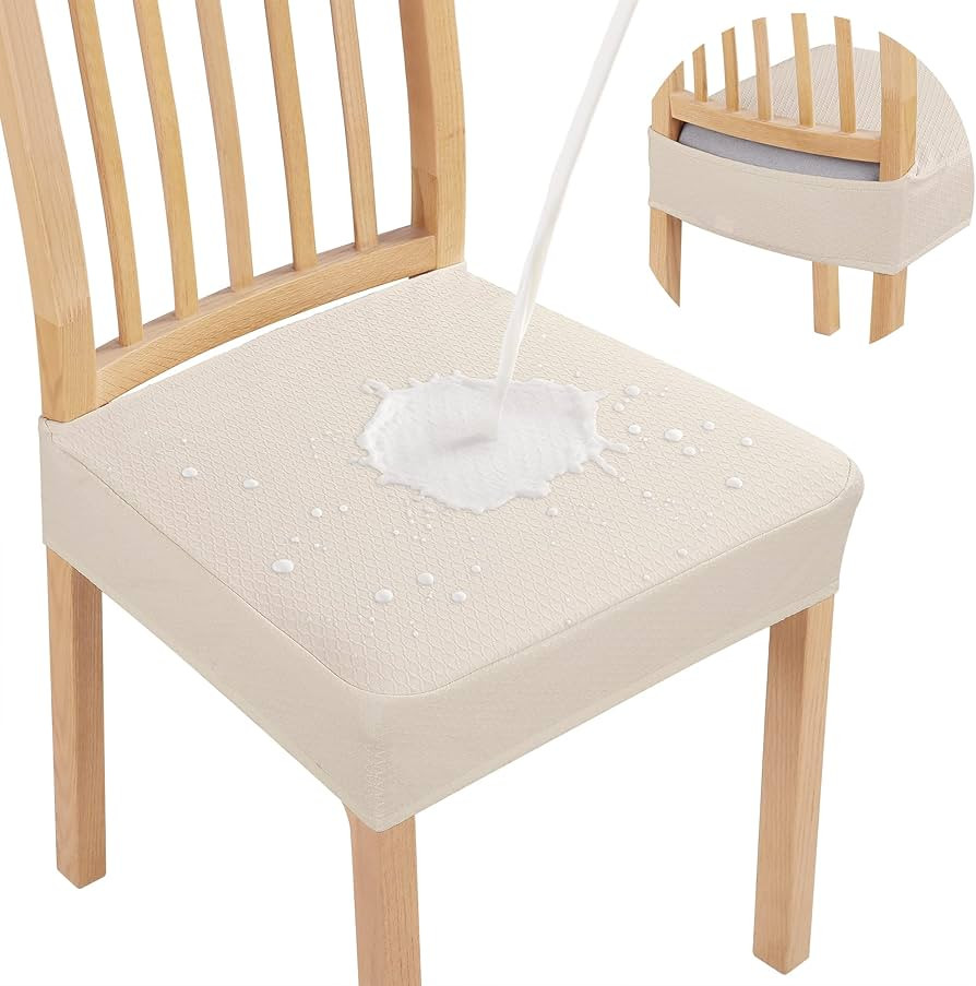 Smiry Waterproof Seat Covers for Dining Room Chairs Set of 4, Stretch Jacquard Removable Washable... | Amazon (US)