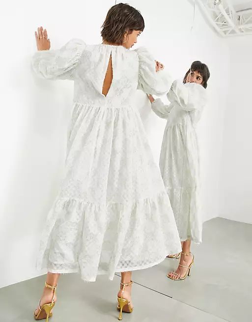 ASOS EDITION oversized midaxi dress in fluffy metallic textured mesh | ASOS (Global)