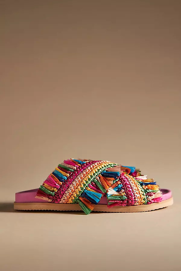 De Siena Milena Criss-Cross Raffia Sandals By De Siena in Assorted Size 37 | Anthropologie (US)