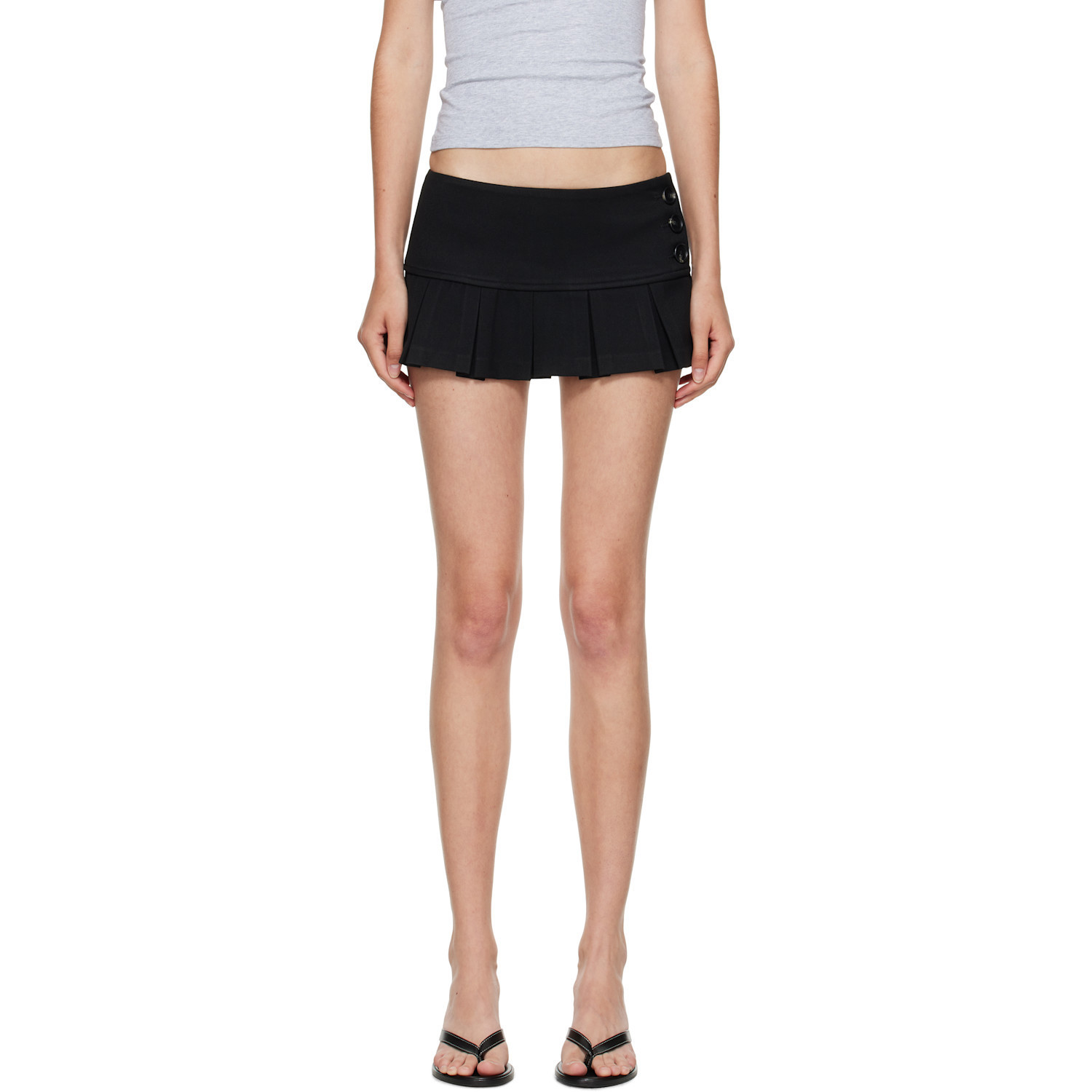 GUIZIO Black Pleated Micro Miniskirt | SSENSE