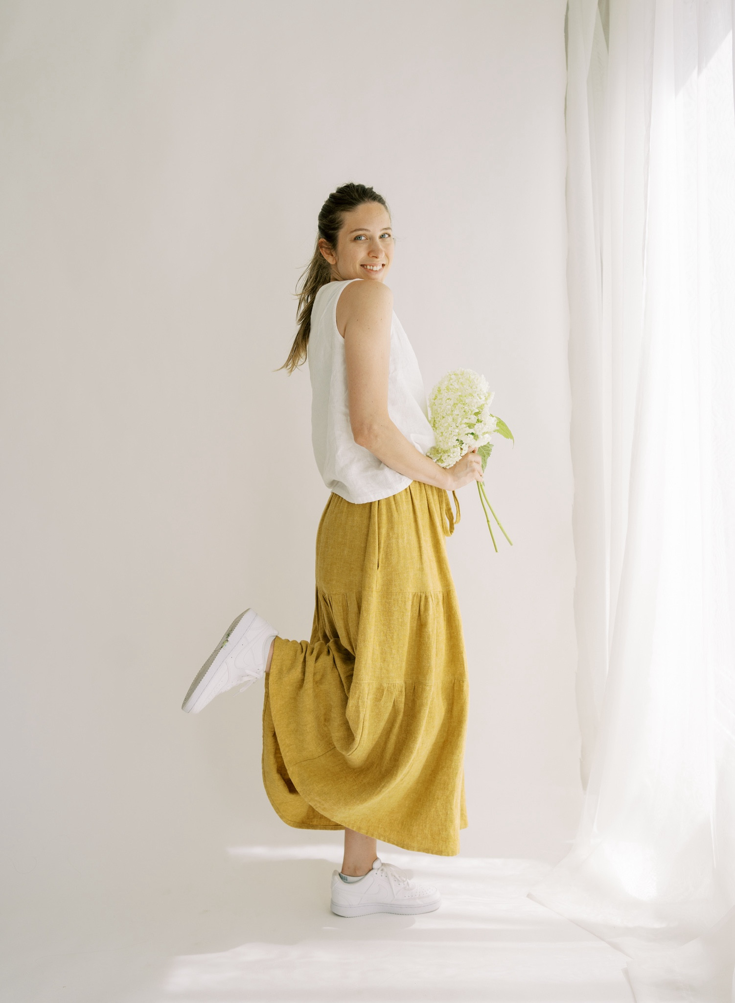 Handmade yellow skirt for summer! This might be my new mom uniform. 

Mave skirt pattern by True Bias and Pheobe Tank Pattern by The Fabric Store 