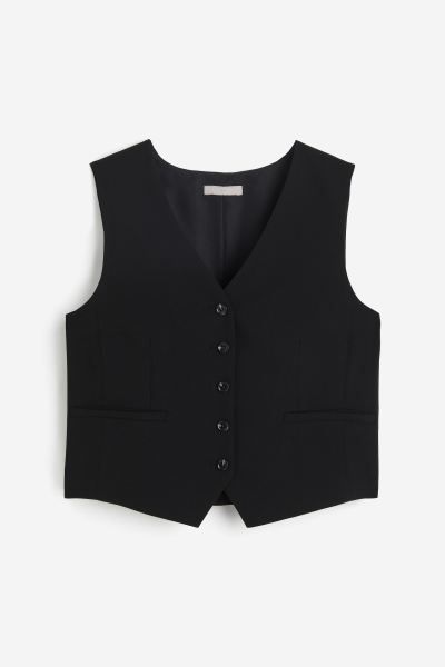 Crêpe suit waistcoat - Black - Ladies | H&M GB | H&M (UK, MY, IN, SG, PH, TW, HK)