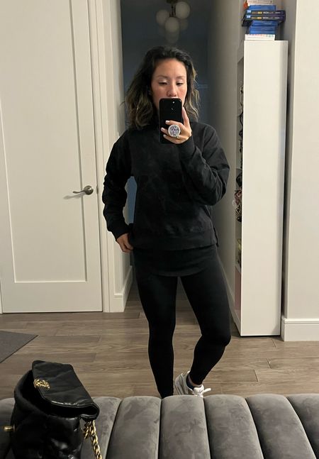 Pick-up/Drop-off outfit or workout outfit? How about both? All black everything. Sweatshirt is from target and has a subtle pattern on it. GREAT for hiding stains

#LTKunder50 #LTKunder100 #LTKfit