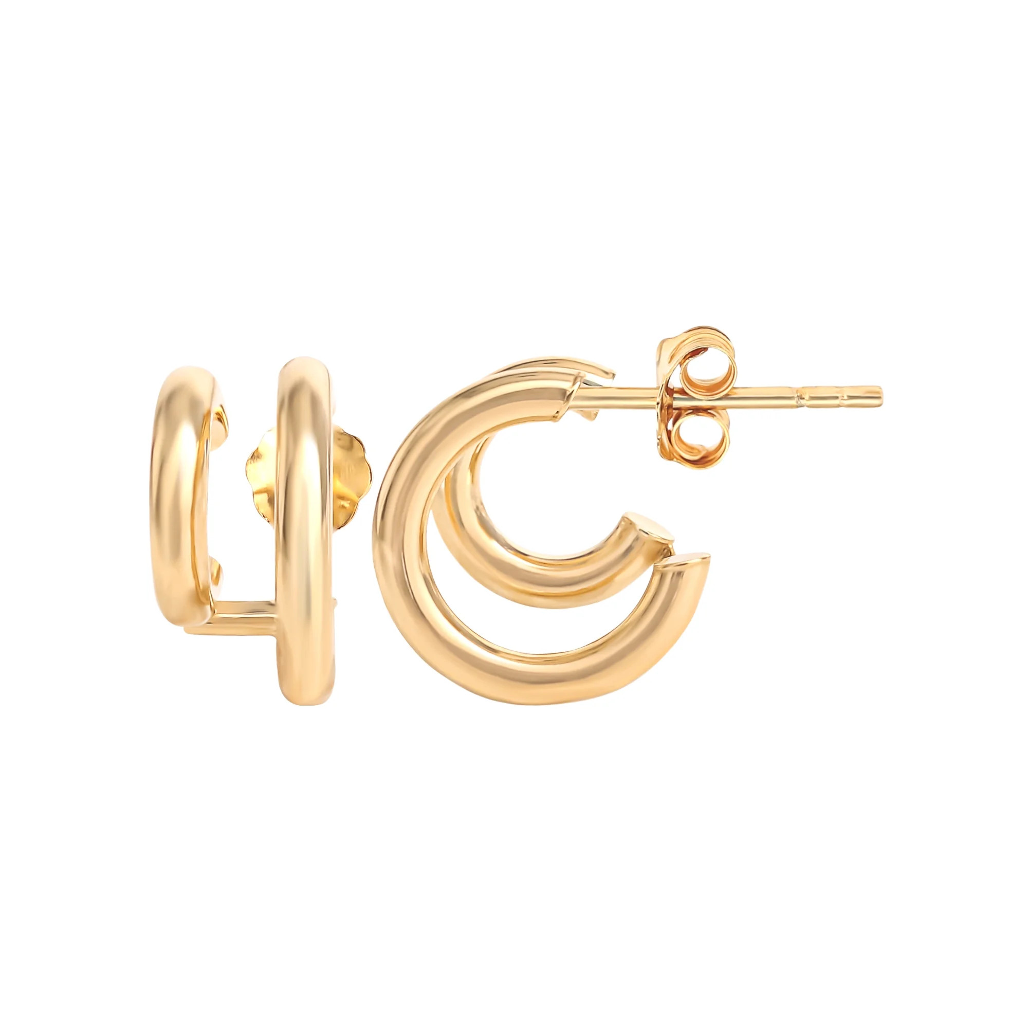 "JS Jessica Simpson Women’s Gold Plated Sterling Silver Double Hoop Stud Earrings" - Walmart.co... | Walmart (US)