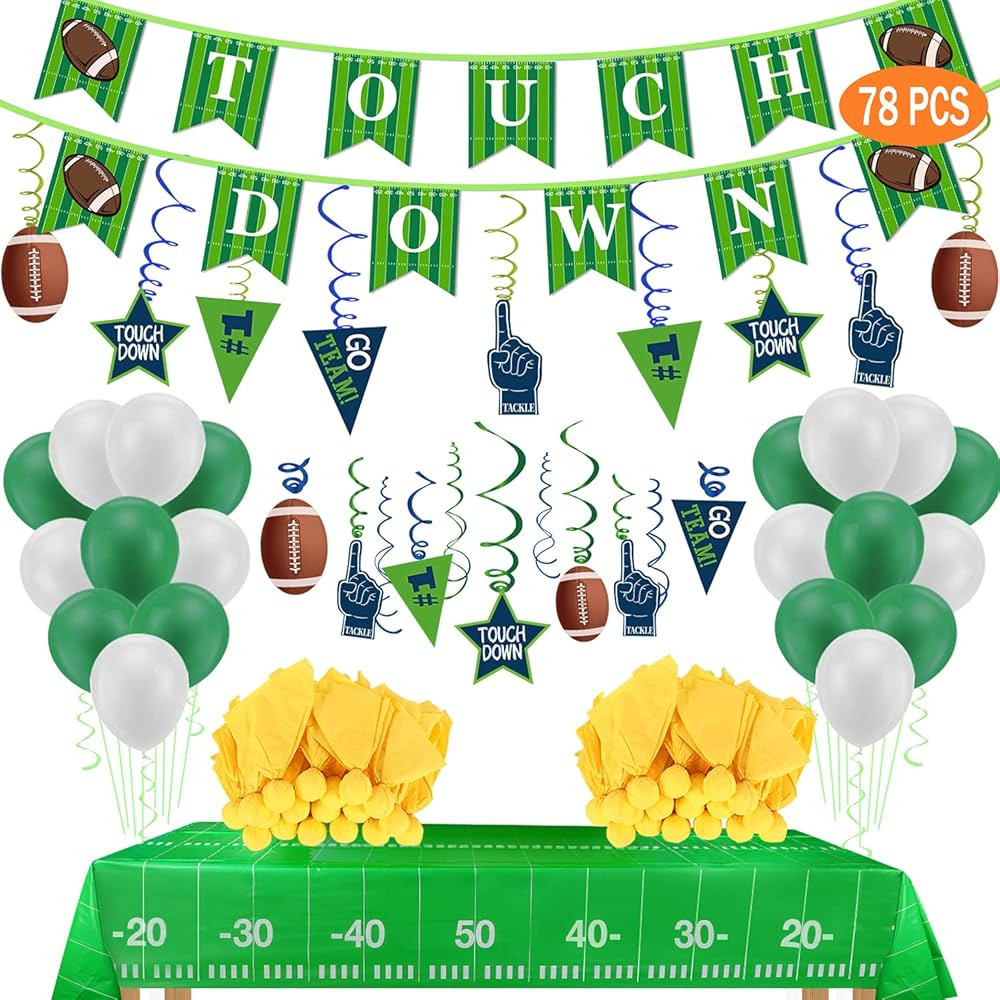 Football Party Decorations-include Tablecloths, Penalty Flag Paper Napkins, Banner, Hanging Swirl... | Amazon (US)