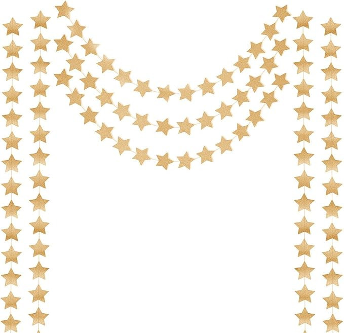 Honbay 2PCS Double Side Glitter Paper Star Garland Christmas Galaxy Banner Christmas Garland - 4 ... | Amazon (US)