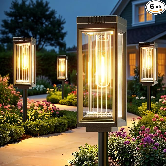 Solar Pathway Lights Outdoor, 6 Pack Upgraded Solar Lights Outdoor Waterproof, Bright Up to 15 Hr... | Amazon (US)
