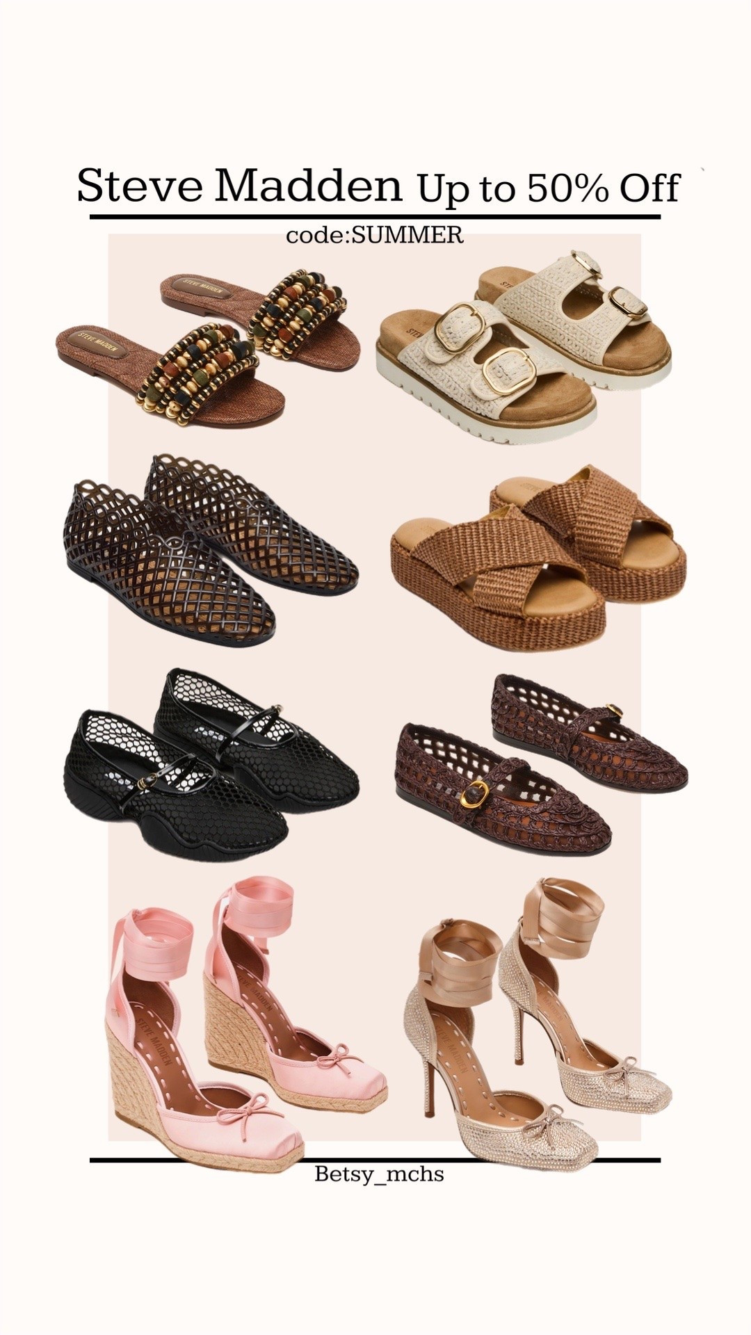 Steve Madden up to 50% off use code: SUMMER

#LTKSaleAlert