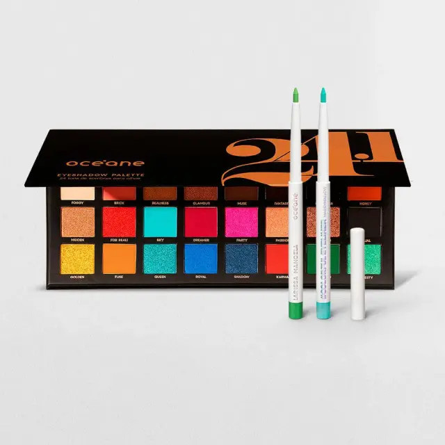 Kit Paleta de Sombras 24.1 + Lápis de Olhos Verde + Lápis de Olhos Azul (3 Produtos) | DrogaRaia (BR)