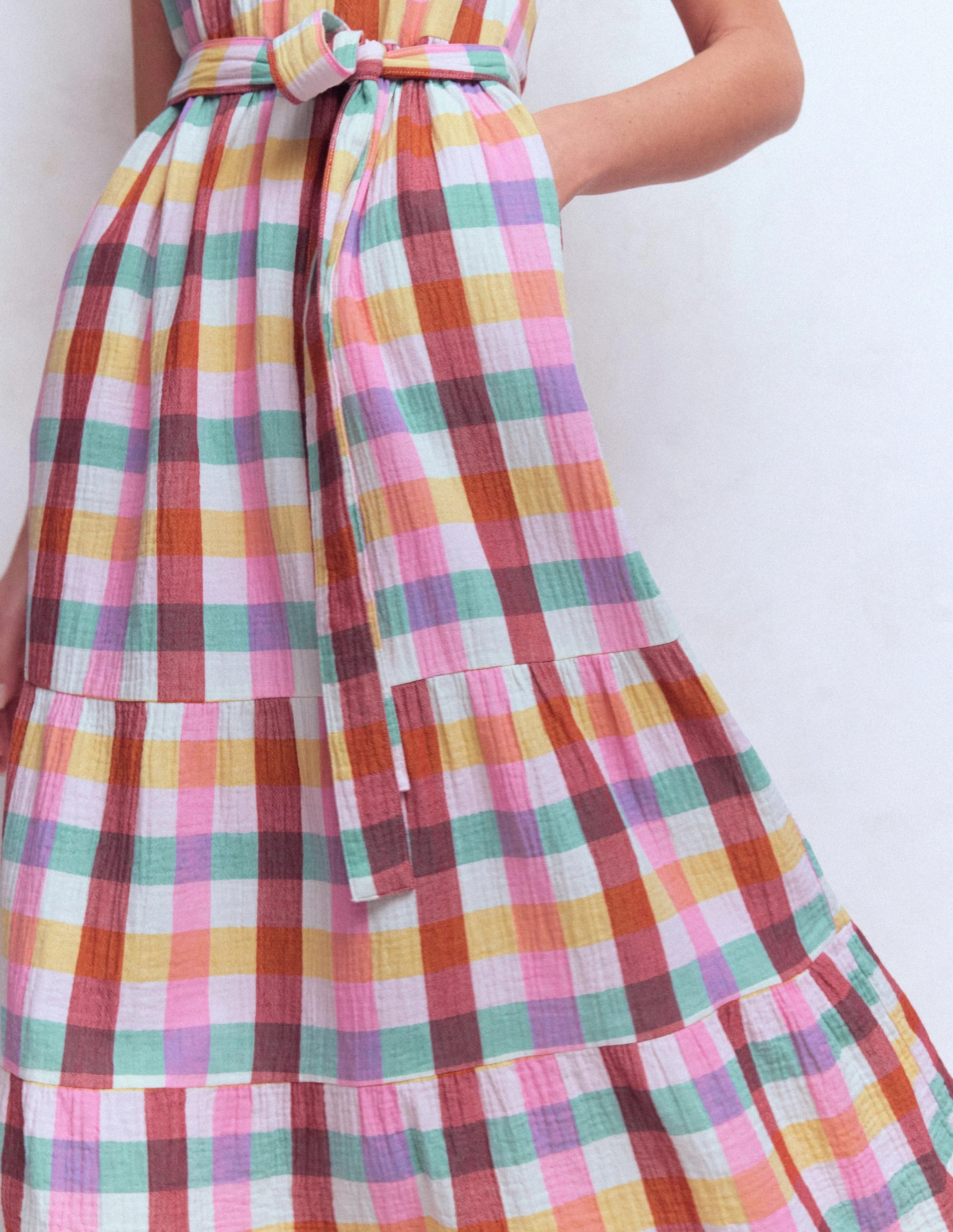 Viv Double Cloth Maxi Dress-Multi Check | Boden (US)