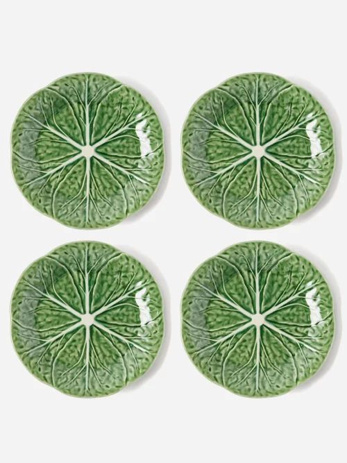Bordallo Pinheiro - Set Of Four Cabbage Earthenware Side Plates - Green | Matches (US)