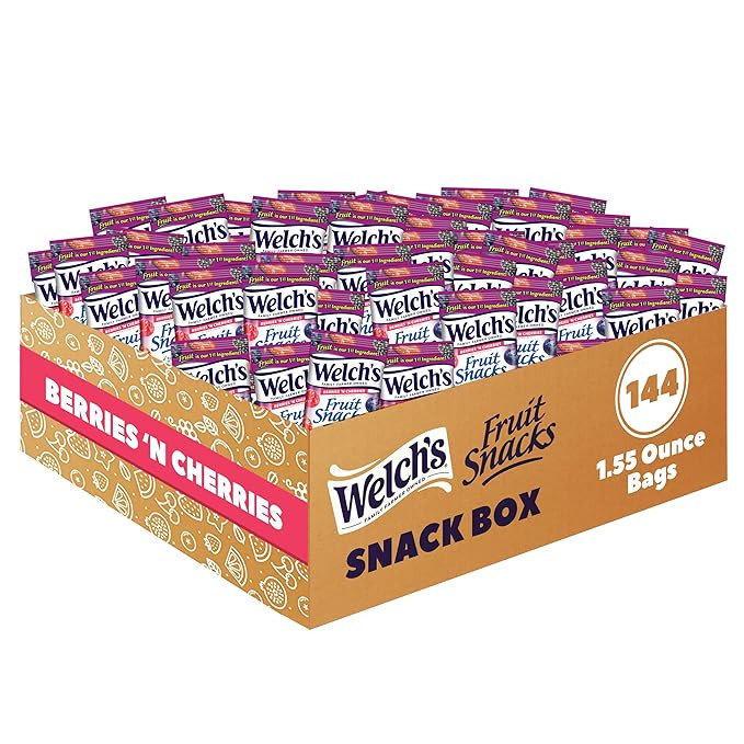Welch's Fruit Snacks, Berries 'n Cherries, Great for School Lunches, Bulk Pack, Individual Single... | Amazon (US)