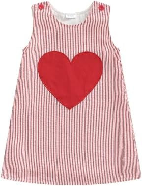 xkwyshop Toddler Baby Girl Valentines Day Outift Heart Print Dress Striped Sleeveless Tank Dress ... | Amazon (US)