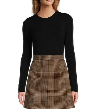 Caitlyn Knit Crew Neck Long Sleeve Bodysuit | Dillard's