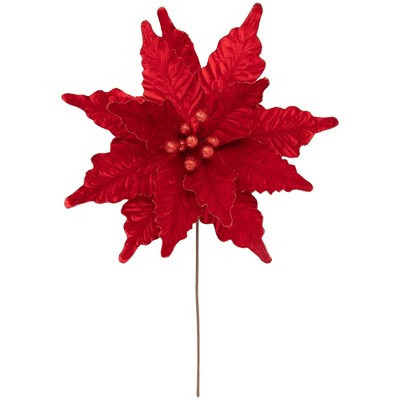 Northlight 24" Glittered Red Poinsettia Christmas Stem Spray | Target
