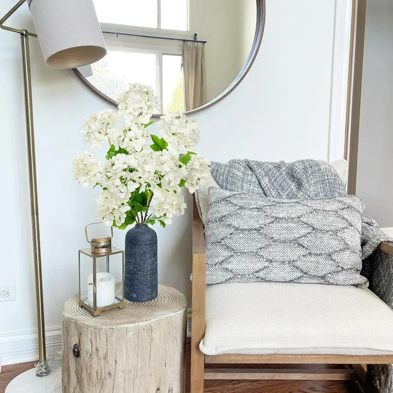 5 pcs Hydrangea Artificial Flowers 19"Real Touch 2 Flower Heads Faux Hydrangeas Realistic Silk Wh... | Walmart (US)