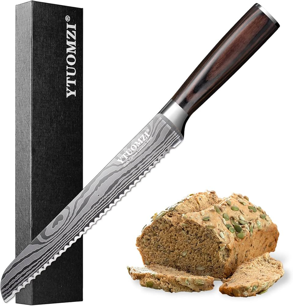 Ytuomzi Serrated Bread Knife 8 Inch, High Carbon Stainless Steel Professional Bread Cutting Knife... | Amazon (US)