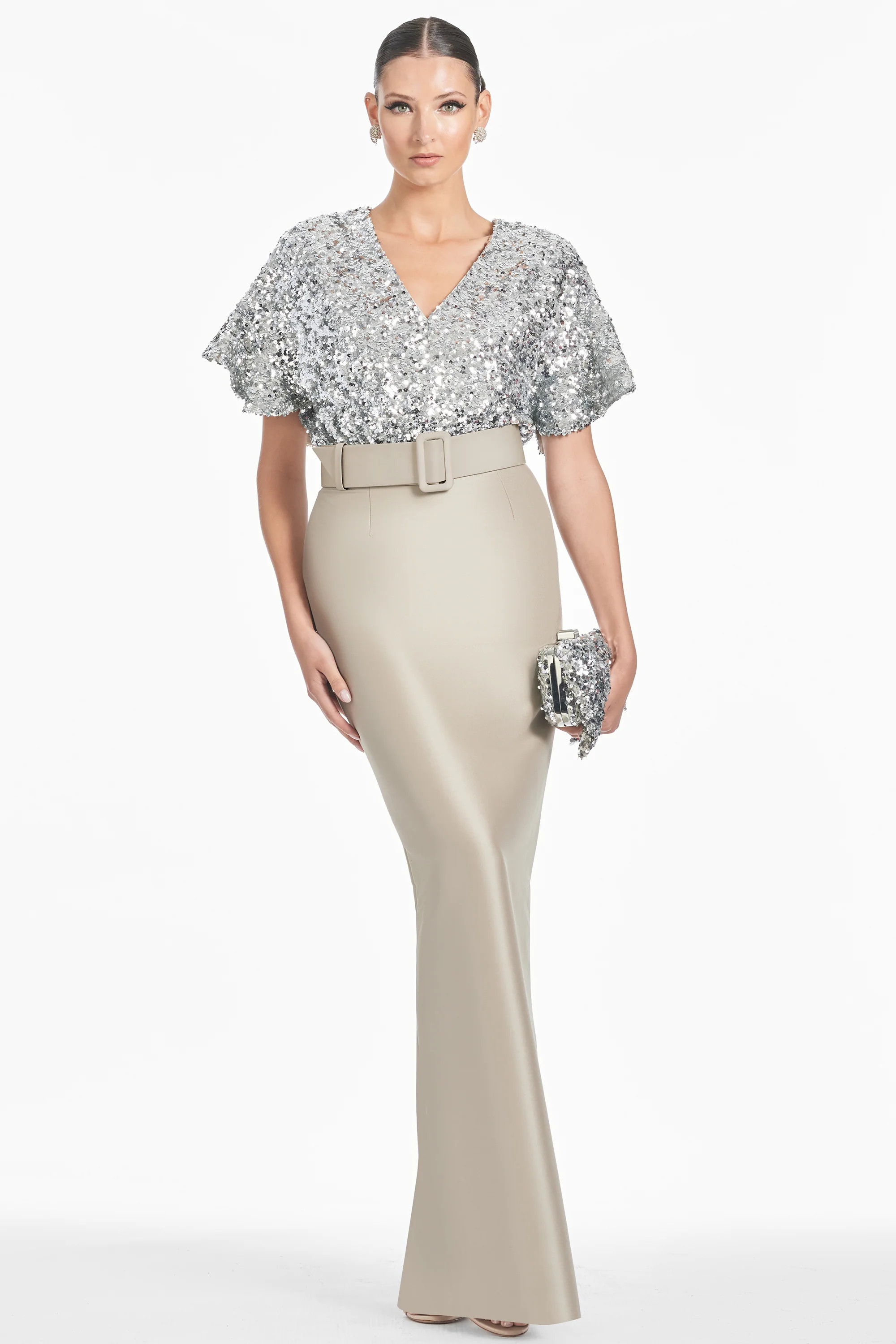 Marlene Gown - Silver/Pewter | Sachin and Babi