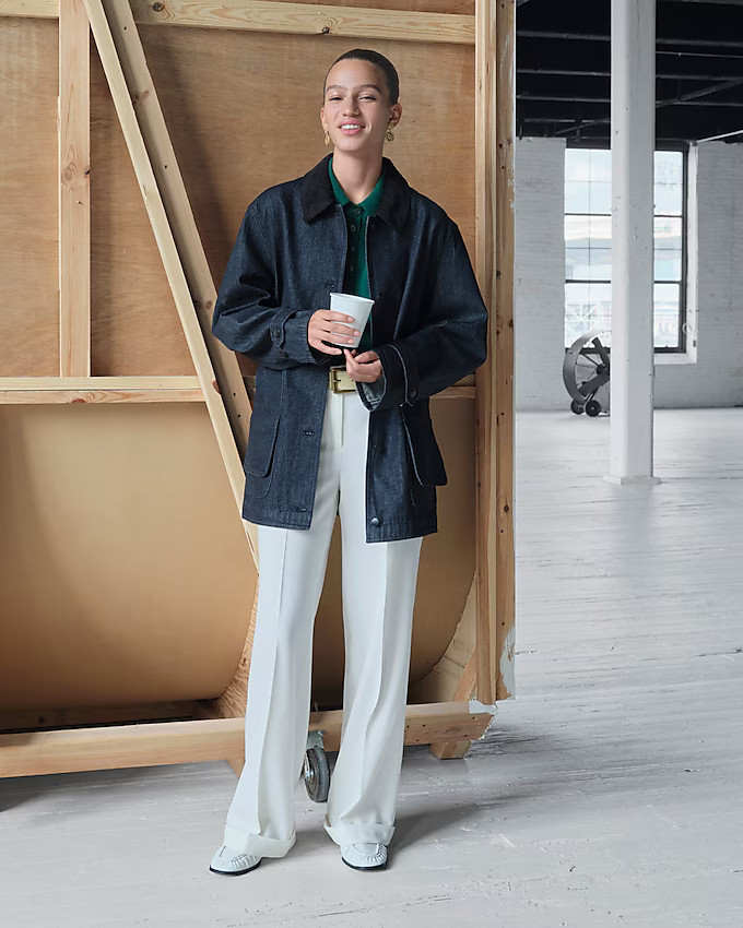 Cuffed wide-leg trouser pant in wool blend | J. Crew US