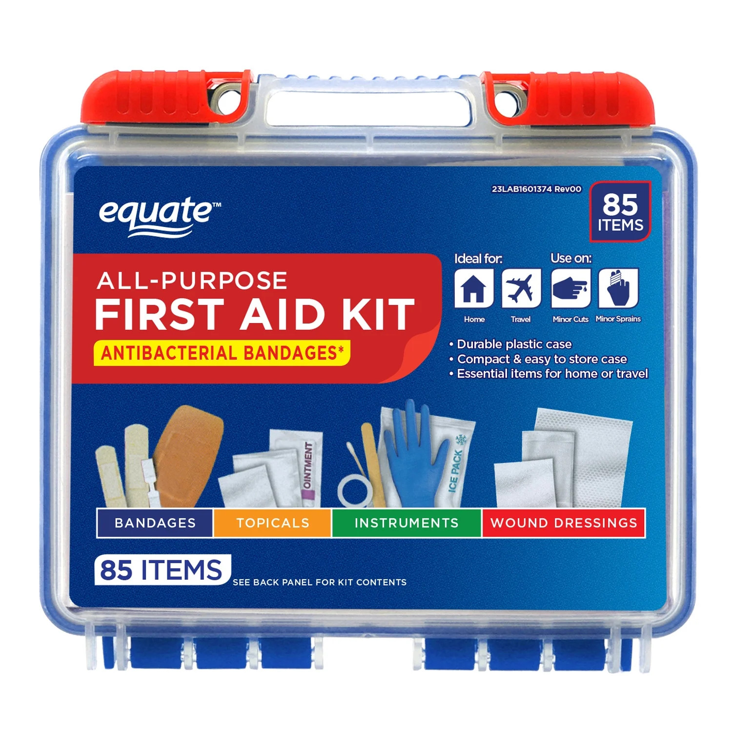 Equate On-the-Go First Aid Kit - Home, Travel, Office, Auto, School, 85 Pieces - Walmart.com | Walmart (US)