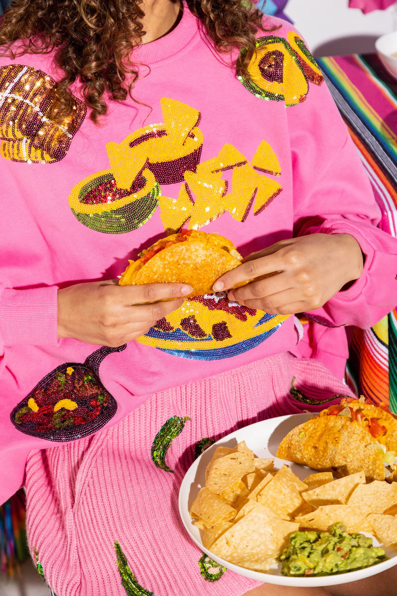 Hot Pink Mexican Food Sweatshirt | Queen of Sparkles