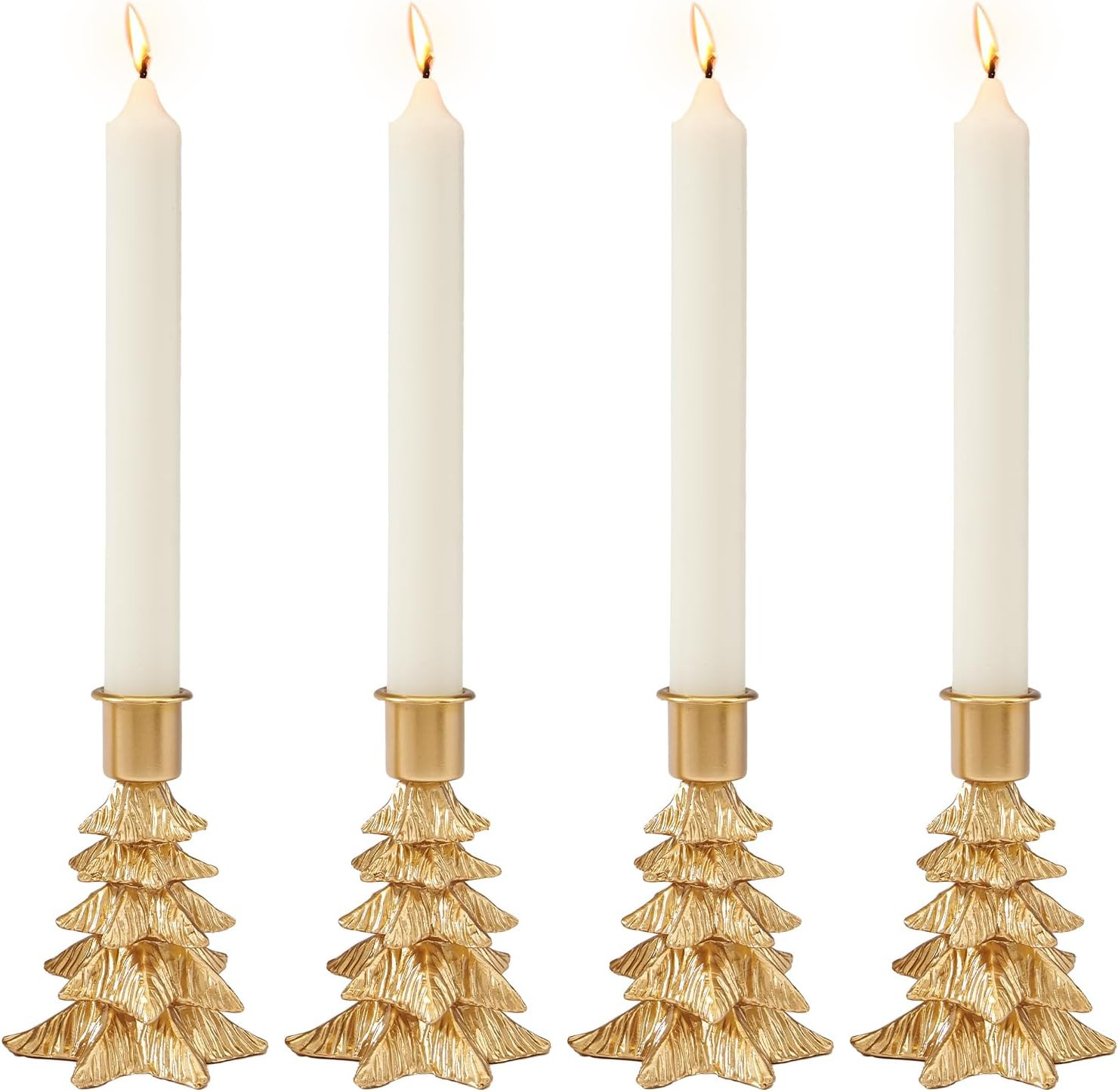 WDS WONDROUS Christmas Tree Candle Holders Set of 4 – Taper Candle Holders for Christmas Decora... | Amazon (US)