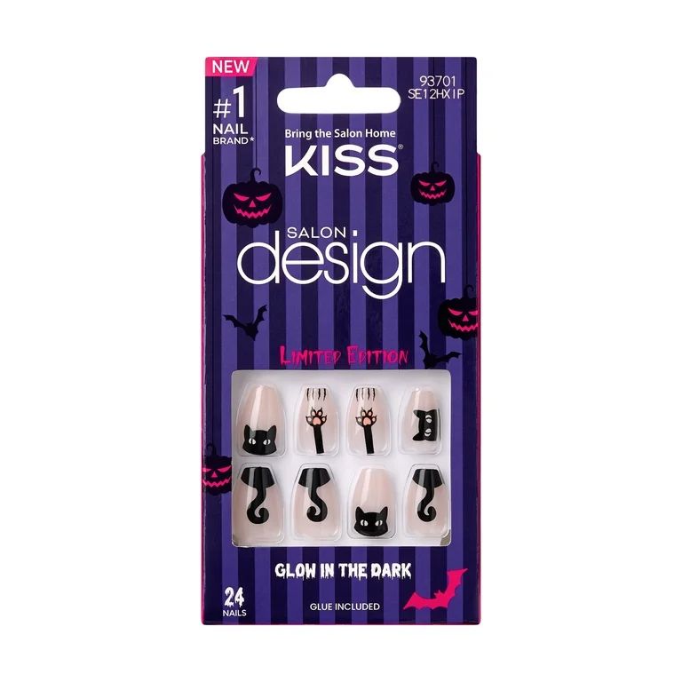 KISS Salon Design, Press-On Nails, Nightmare Nights, Beige, Short Coffin, 24 Count | Walmart (US)