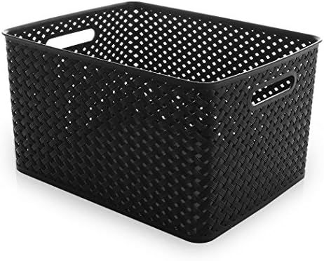 BINO Woven Plastic Storage Basket, X-Large (Black) | Amazon (US)