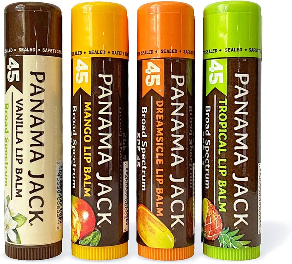 Panama Jack Sunscreen Lip Balm - SPF 45, Flavor Pack, Broad Spectrum UVA-UVB Sunscreen Protection... | Amazon (US)