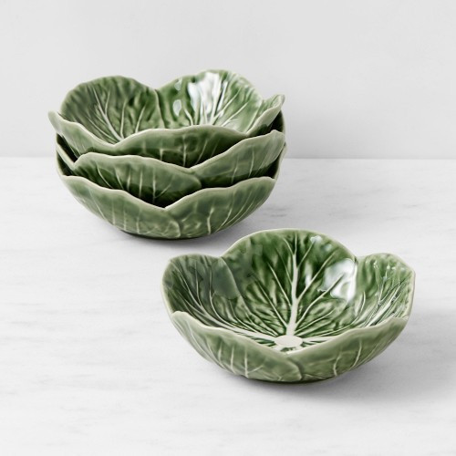 Bordallo Pinheiro Cabbage Bowl, Set of 4, Green | Williams-Sonoma