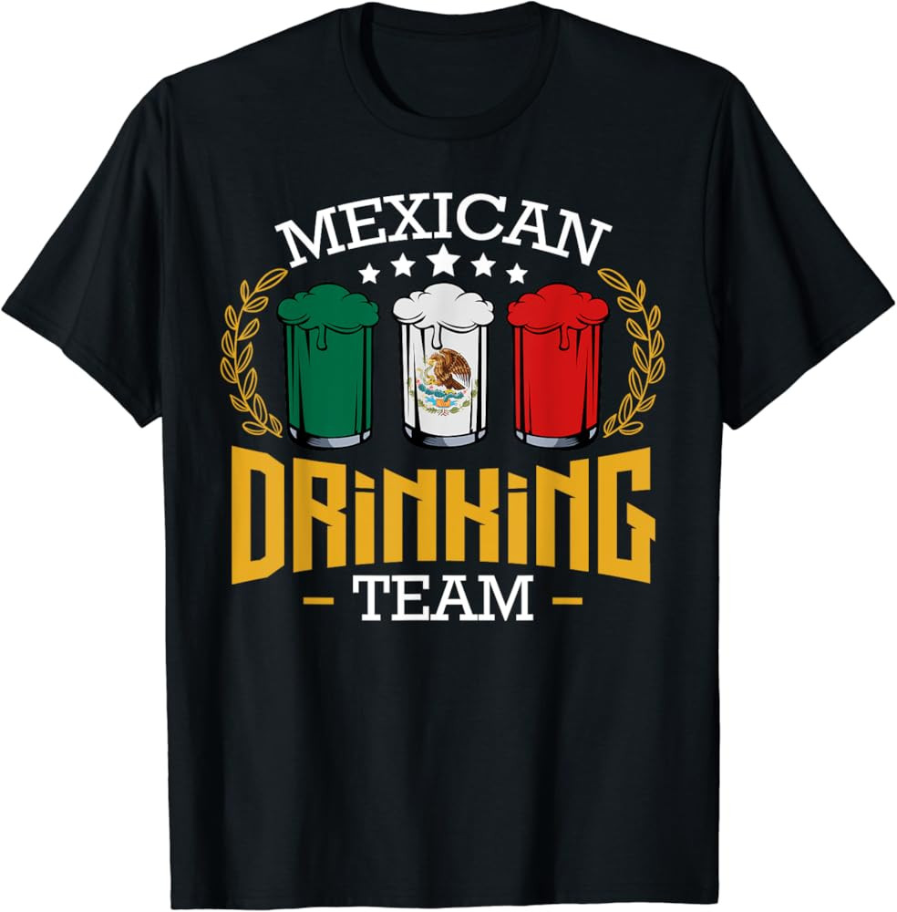 Beer Mexican Drinking Team Mexico Flag Funny Beer Pub Party T-Shirt | Amazon (US)