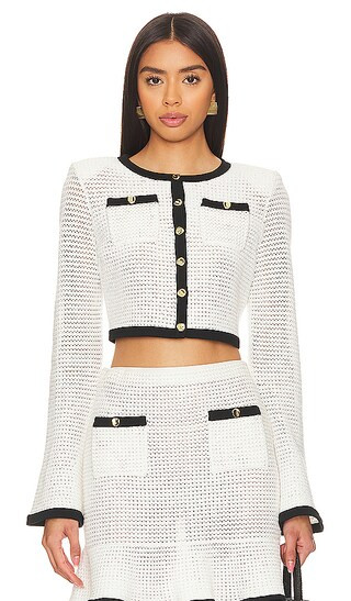 self-portrait Crochet Cardigan in White. - size S | Revolve Clothing (Global)