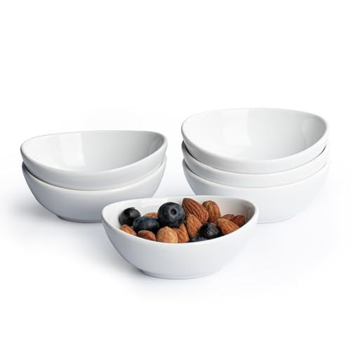 Familywood Dipping Bowls, 3 OZ Small Serving Bowls for Side Dishes,Set of 6 Mini Appetizer Plates for Condiment Sushi Ketchup BBQ Party, Porcelain Pinch Bowls, Tomato Sauce, Soy Sauce Dish Ceramic | Amazon (US)