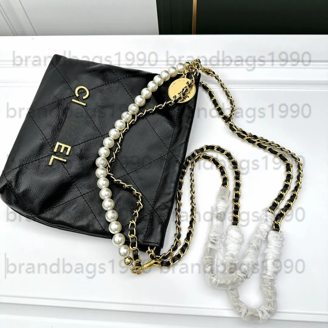 23CM Mini 22bag With Pearl Cute Bag Classic Vintage Designer bags Genuine Leather Quilted Cowskin... | DHGate