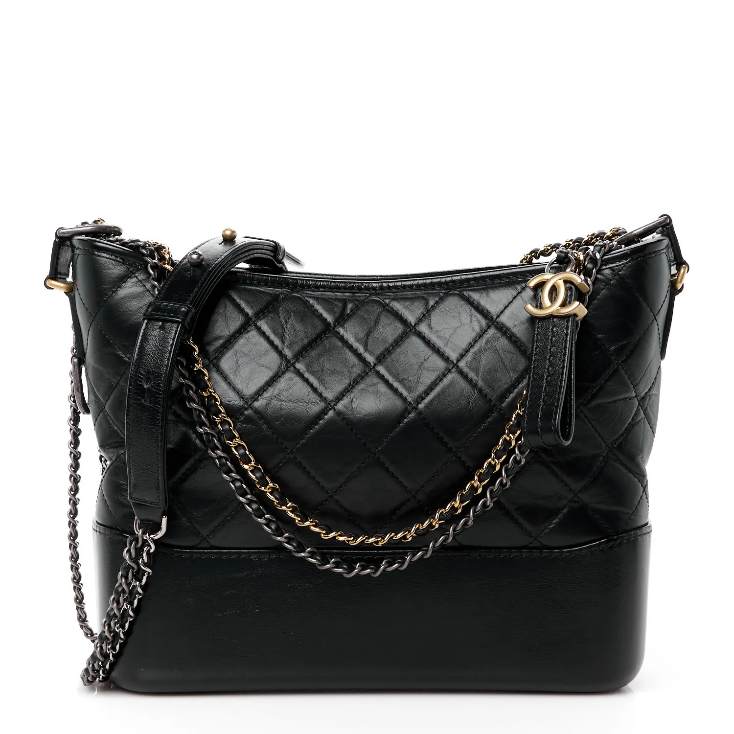Aged Calfskin Quilted Medium Gabrielle Hobo Black | FASHIONPHILE (US)
