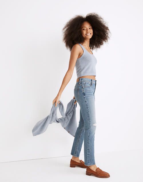 The Mid-Rise Perfect Vintage Jean in Ainsdale Wash: Knee-Rip Edition | Madewell