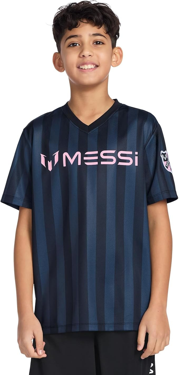 Messi Boys' Lifestyle Short Sleeve Top, Loose-fit V-Neck Shirt with Logo, Comfortable | Amazon (US)