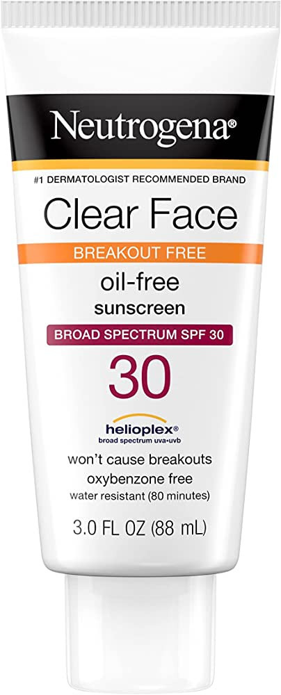 Neutrogena Clear Face Liquid Sunscreen for Acne-Prone Skin, Broad Spectrum SPF 30 Sunscreen Lotio... | Amazon (US)