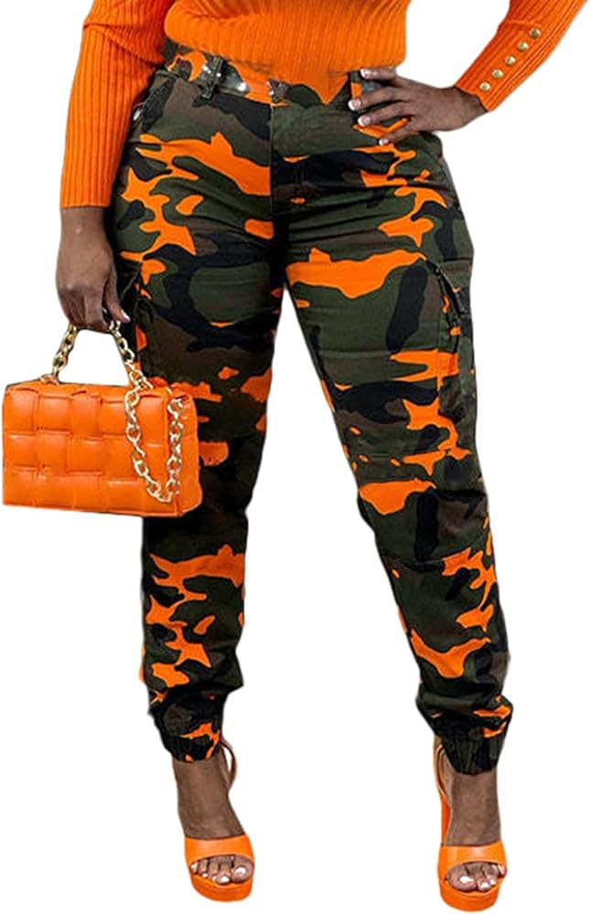 Famnbro Women Camo Pants Camouflage Cargo Pants Ankle Cuffed Army Fatigue Joggers Streetwear | Amazon (US)