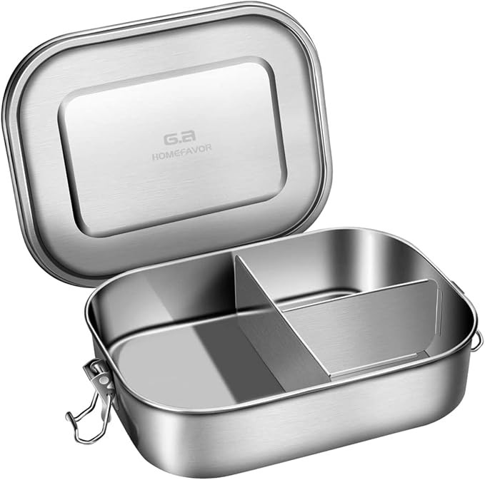 G.a HOMEFAVOR Leak Proof Stainless Steel Bento Box, Metal Lunch Container with 3-Compartment, 120... | Amazon (US)